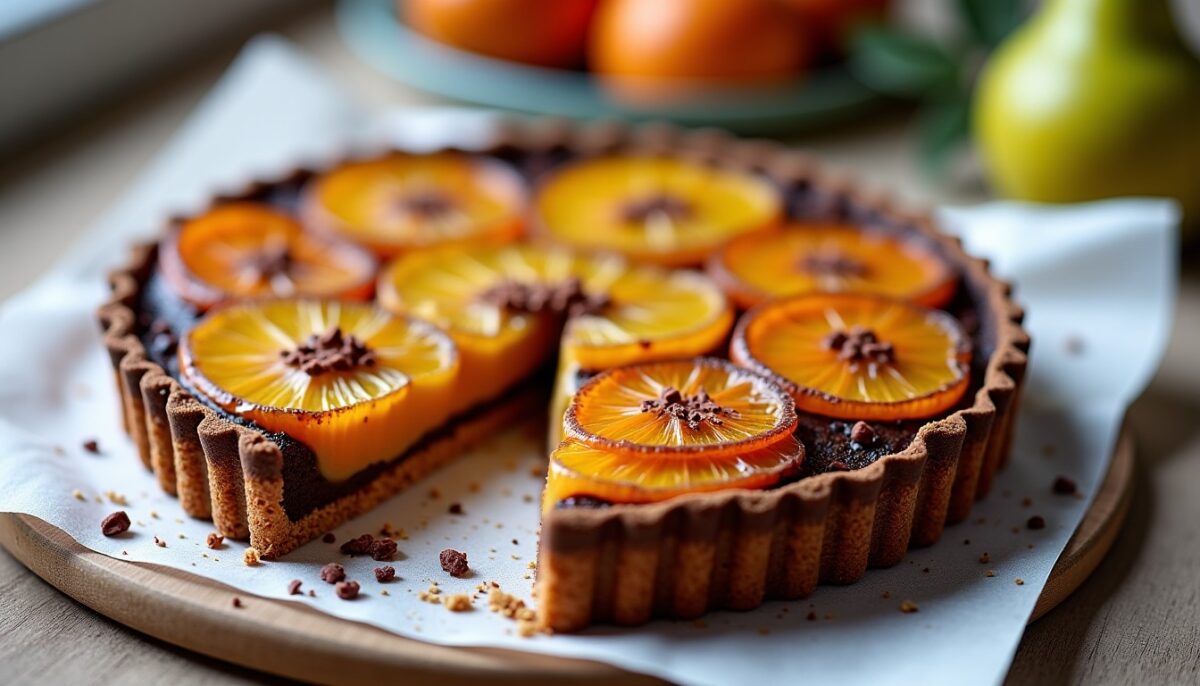 Recette facile et gourmande : Tarte poire, chocolat et amande
